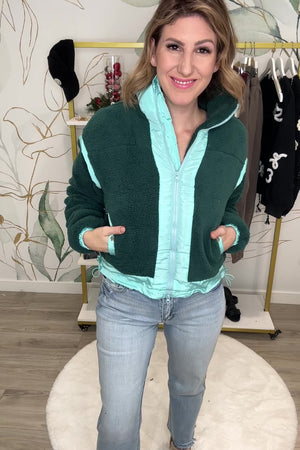 Wrap The Gifts Sherpa Jacket - Jade, Closet Candy, Rachel Fit Video