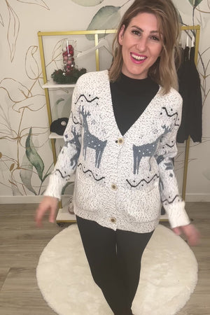 Snowy Stroll Knit Cardigan - Ivory, Closet Candy, Rachel Fit Video