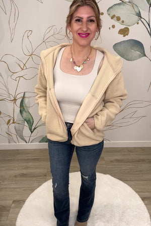 Cold Case Sherpa Hooded Jacket - Natural, Closet Candy, Rachel Fit Video