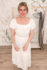 Somewhere Somehow Tiered Midi Dress - Off White, Closet Candy, Rachel Fit Video