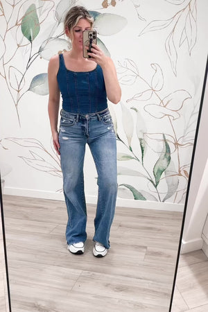 Rodeo Ready Denim Cami - Denim, Closet Candy, Rachel Fit Video