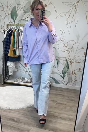 Try Not To Think Rhinestone Shirt - Lavender, Closet Candy, Rachel Fit Video