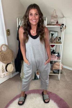 International Flight Vibes Jumpsuit - Heather Grey closet candy Nikki B fit video