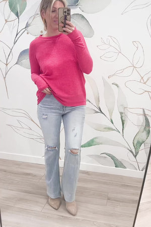 Patch Perfect Sweater - Fuchsia, Closet Candy, Rachel Fit Video