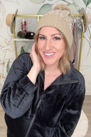 Pomped Up Beanie - Khaki, Closet Candy, Rachel Fit Video