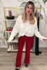 Soon The Bells Will Start Boot Pants - Crimson Red, Closet Candy, Rachel Fit Video