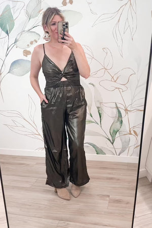 Fade Into You Jumpsuit - Black-Gold, Closet Candy, Rachel Fit Video