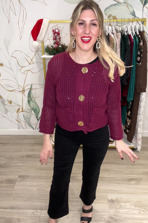 Put It Upon Repeat Cardigan - Burgundy, Closet Candy, Rachel Fit Video