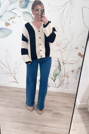 Get There When I Get There Cardigan - Cream/Black, Closet Candy, Rachel Fit Video