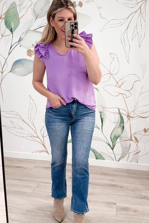 Evening Bloom Ruffle Blouse - Lilac, Closet Candy, Rachel Fit Video