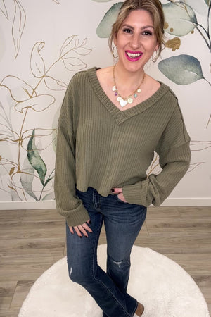 So Familiar Knit Top - Olive, Closet Candy, Rachel Fit Video