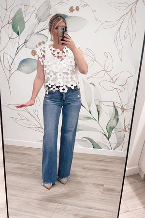 Lustrous Lace Crochet Top - Off White, Closet Candy, Rachel Fit Video