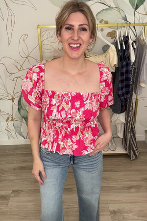 Would Never End Floral Top - Fuchsia, Closet Candy, Rachel Fit Video