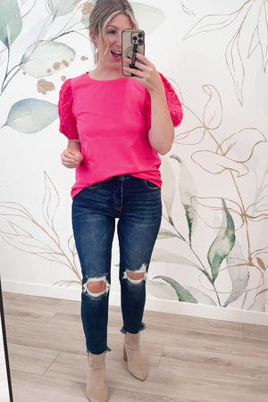 Blossom Allure Puff Sleeve Top - Fuchsia, Closet Candy, Rachel Fit Video