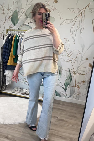 Just When Striped Sweater Top - Natural, Closet Candy, Rachel Fit Video