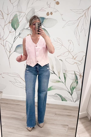 BlushVee Denim Vest- Acid Pink, Closet Candy, Rachel Fit Video