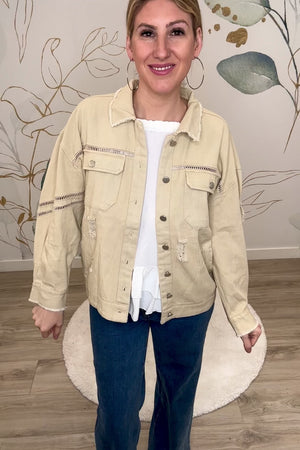 Lead The Way Distressed Jacket - Beige, Closet Candy, Rachel Fit Video