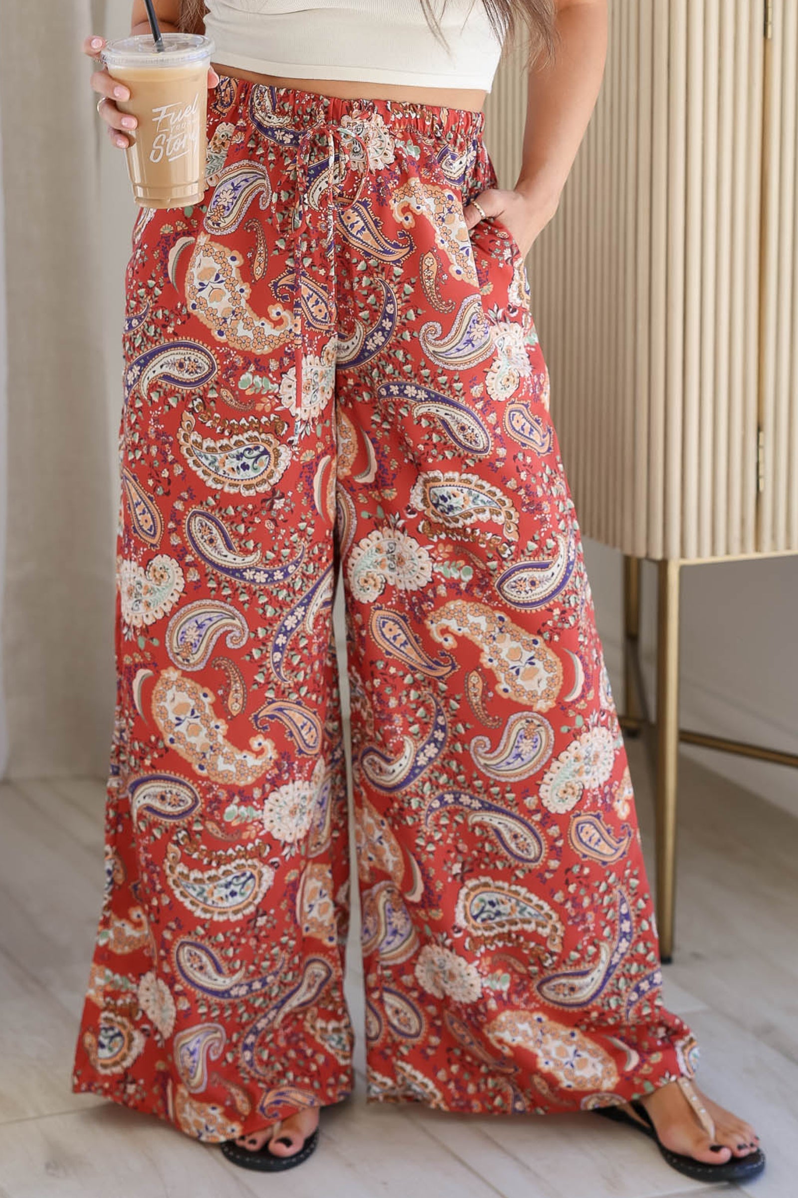 Paisley wide leg trousers best sale