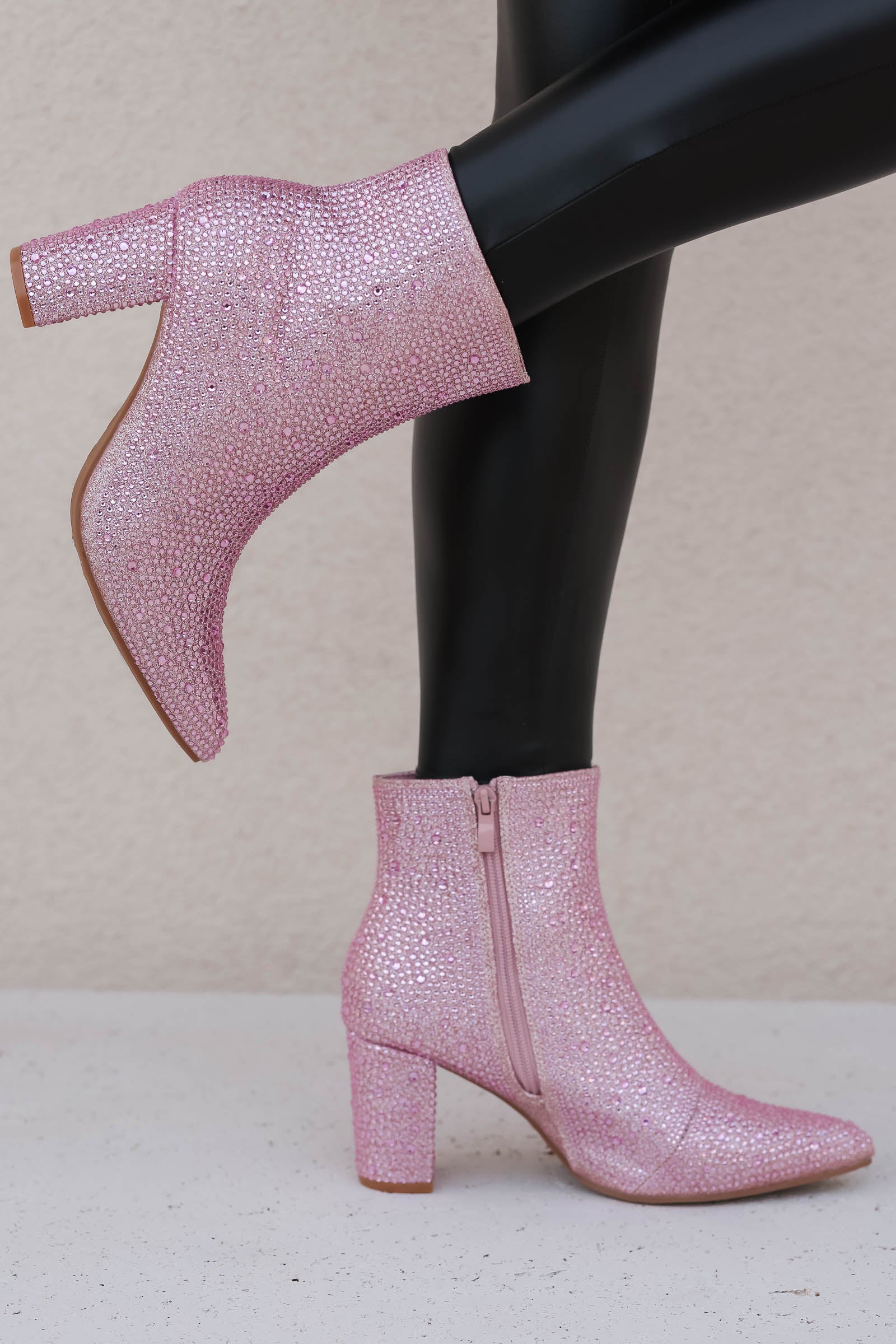 Ice Queen Rhinestone Booties - Pink closet candy women bling rhinestone boots 1