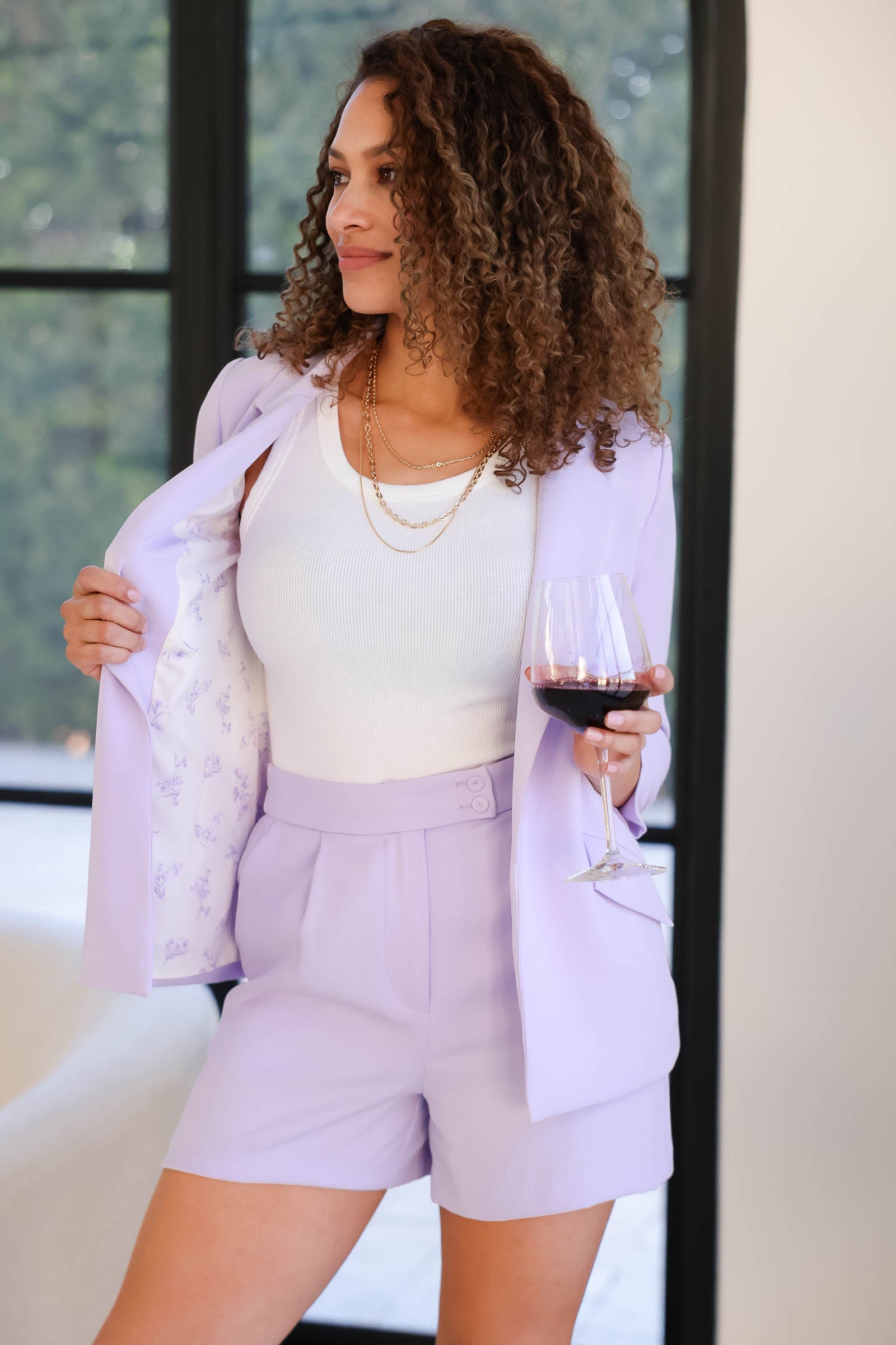 High Standards Matching Blazer and Shorts - Lilac closet candy women's office attire set 4