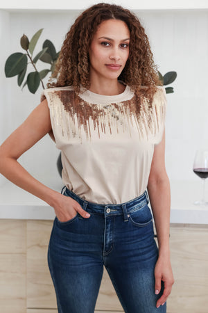 Dripping in Finesse Strong Shoulder Top - Taupe closet candy  3