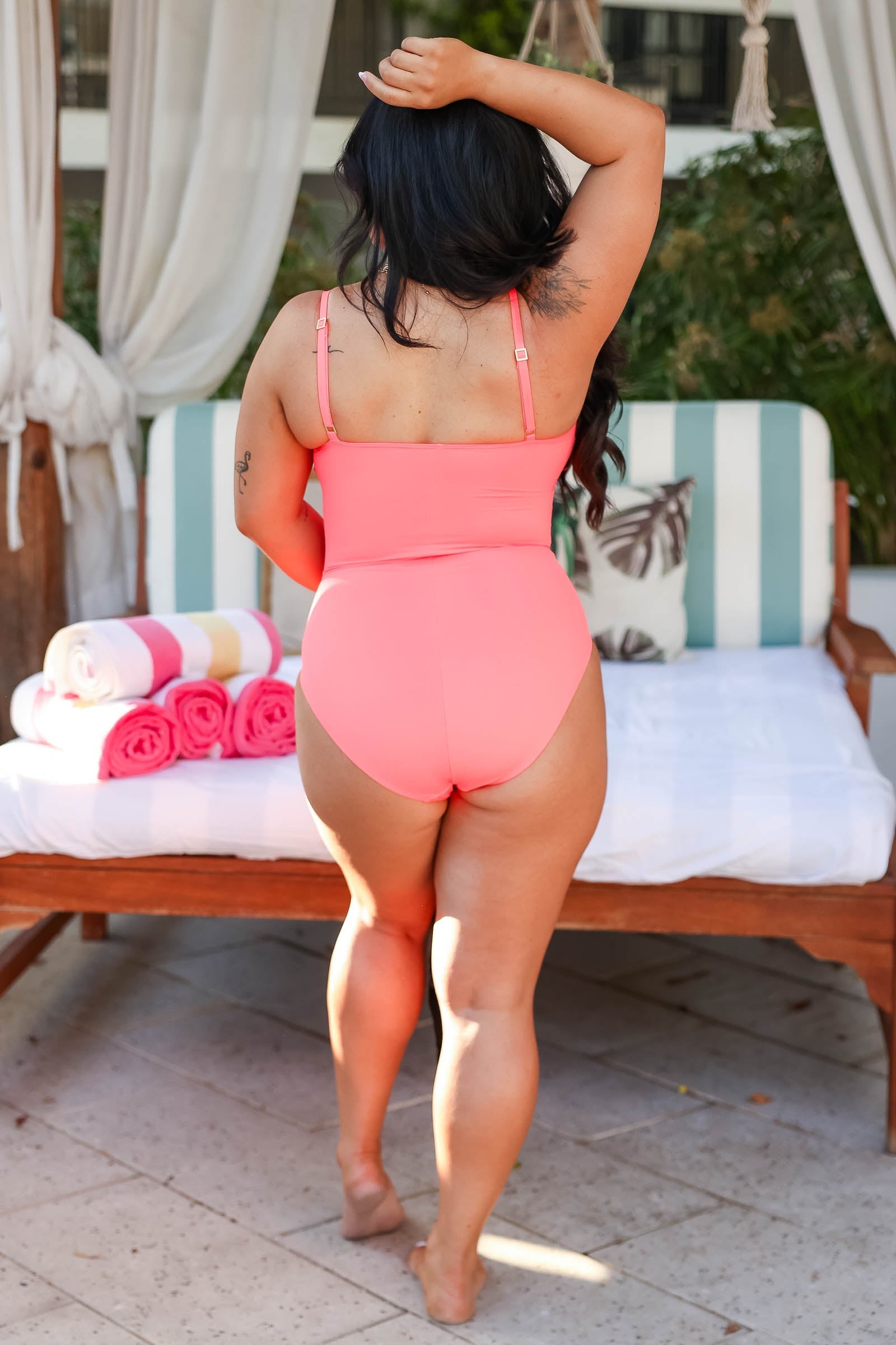 Island Goddess Lingerie One Piece - Hot Coral - FINAL SALE