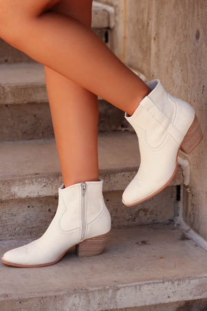 DOLCE VITA Silma Booties - Ivory Nubuck closet candy women's trendy mid calf side zipper block heel western inspired suede bootie 6