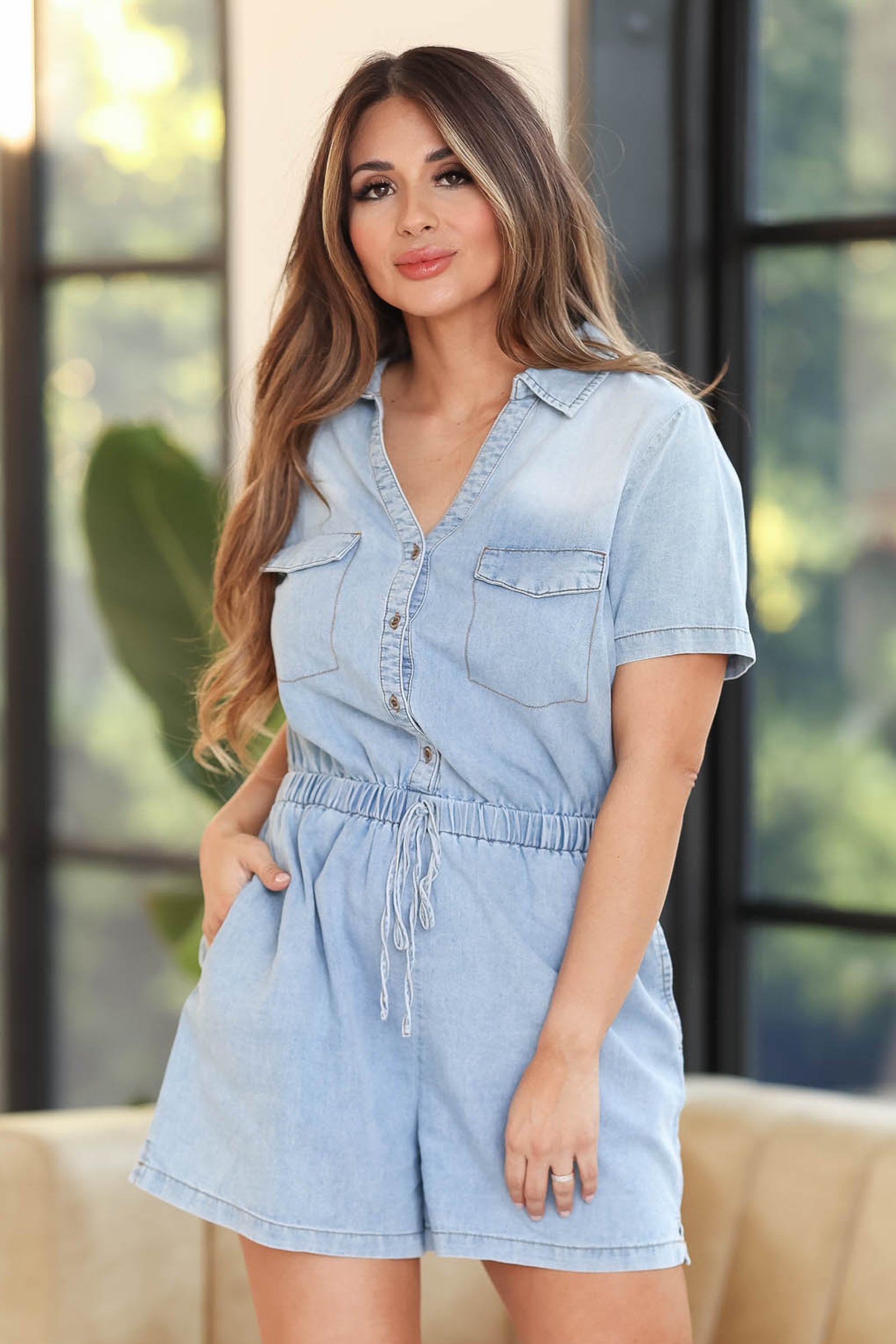 Chambray sales romper womens