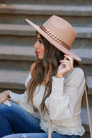 Indio Dreamer Wide Brim Hat - Tan closet candy women's trendy western hat with bulky chain detail 1